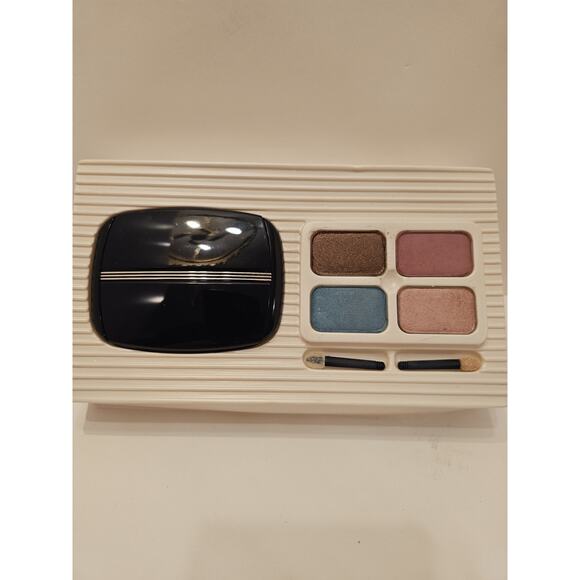 Vintage Max Factor Satin Gem Shadow Gift Set 80s Eye Palette 4 Shades & Compact - Picture 2 of 5